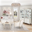Pemberly Row Transitional 2-Drawers Display Cabinet - Creamy Pearl