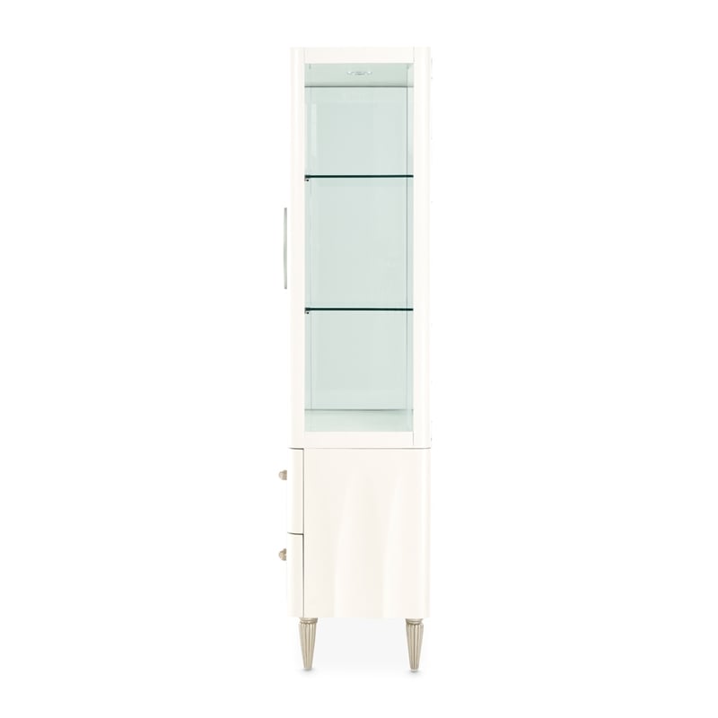 Pemberly Row Transitional 2-Drawers Display Cabinet - Creamy Pearl