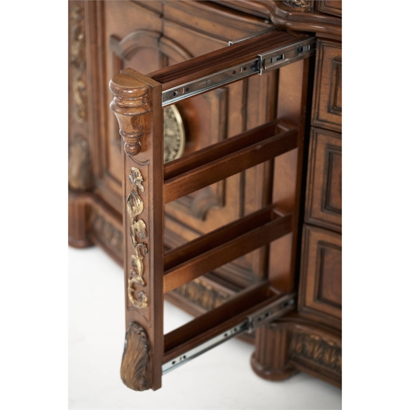 Pemberly Row Traditional 9-Drawers Wood Dresser - Classic Chestnut