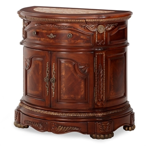 Pemberly Row Traditional Wood Bedside Chest in Honey Walnut Finish