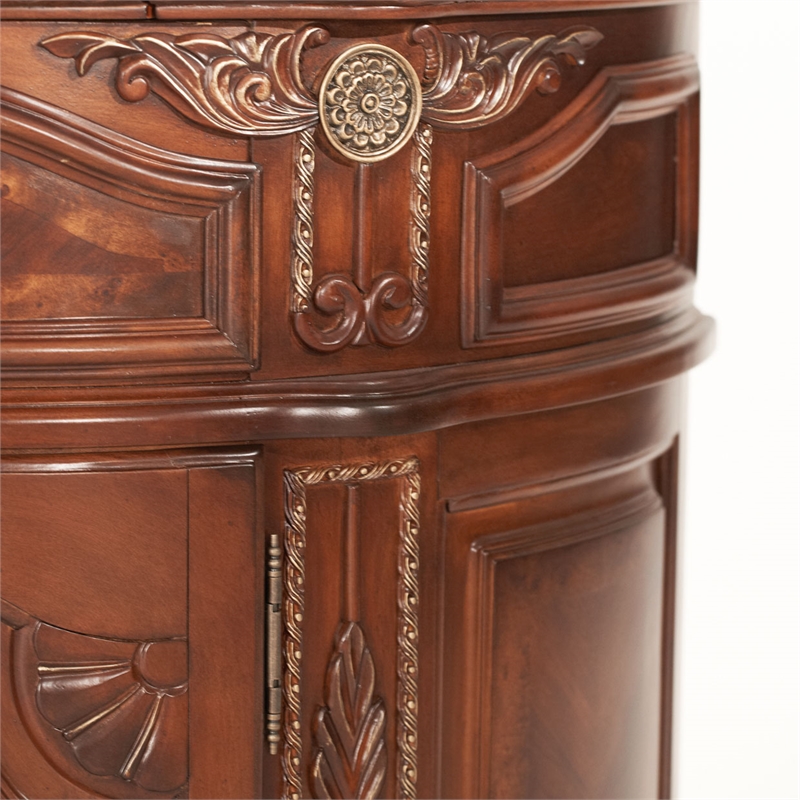Pemberly Row Traditional Wood Bedside Chest in Honey Walnut Finish
