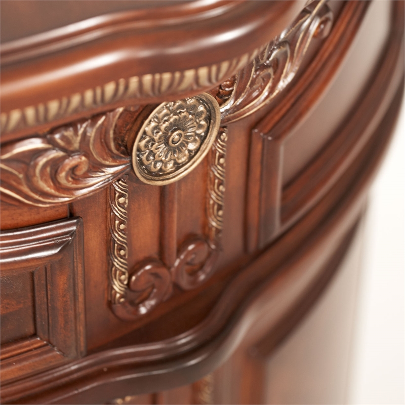 Pemberly Row Traditional Wood Bedside Chest in Honey Walnut Finish
