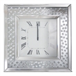 Pemberly Row Modern Mirrored Square Wall Clock with Crystals
