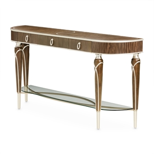 Pemberly Row Transitional Wood Console Table in Hazelnut Brown