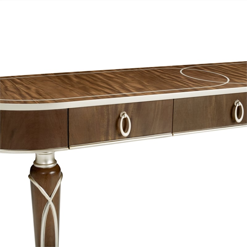 Pemberly Row Transitional Wood Console Table in Hazelnut Brown