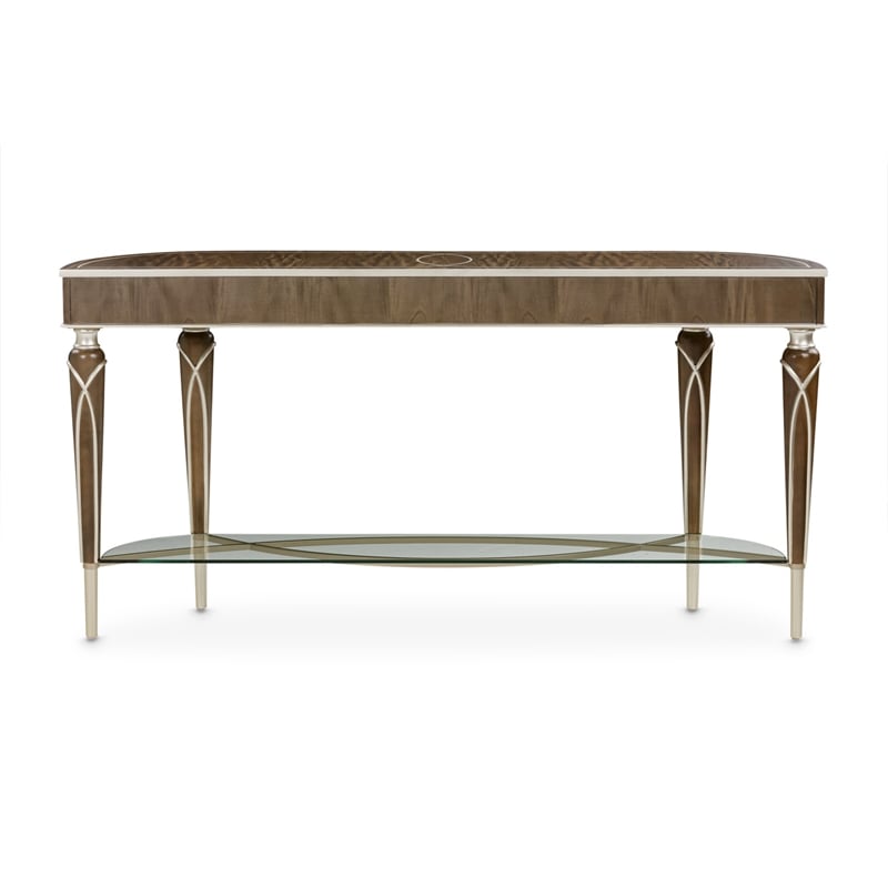 Pemberly Row Transitional Wood Console Table in Hazelnut Brown