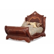 Pemberly Row Traditional Queen Wood Sleigh Bed in Honey Walnut
