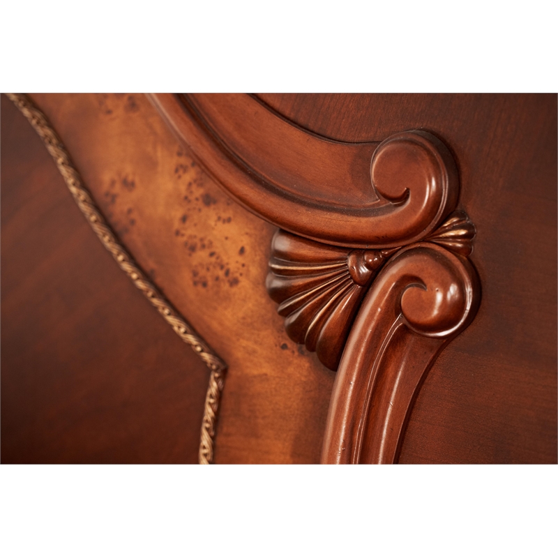 Pemberly Row Traditional Queen Wood Sleigh Bed in Honey Walnut
