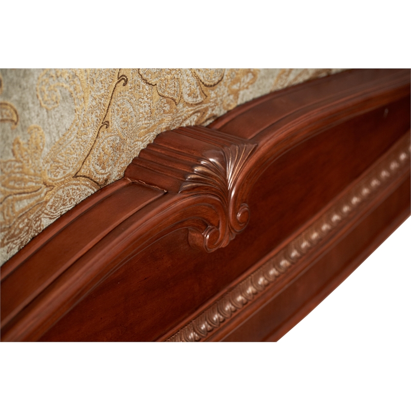 Pemberly Row Traditional Queen Wood Sleigh Bed in Honey Walnut
