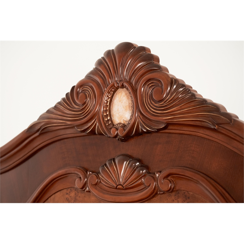 Pemberly Row Traditional Queen Wood Sleigh Bed in Honey Walnut