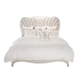 Pemberly Row Transitional Cal. King Velvet Panel Bed - Creamy Pearl