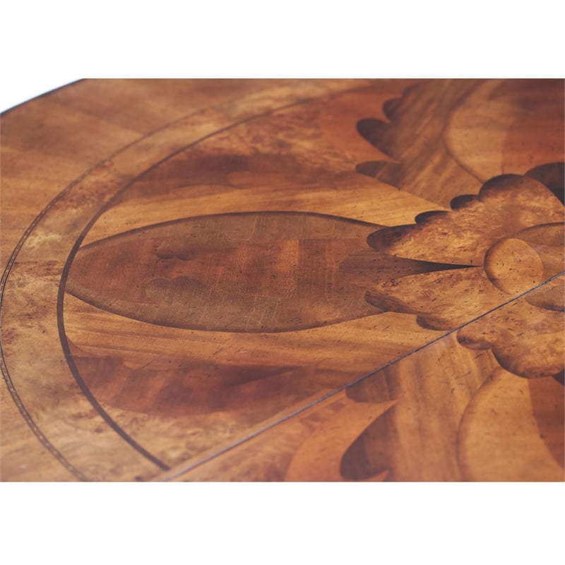 Pemberly Row Traditional Round Wood Dining Table - Classic Chestnut
