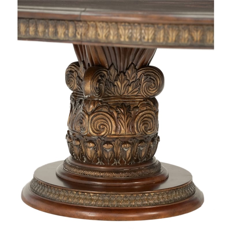 Pemberly Row Traditional Round Wood Dining Table - Classic Chestnut