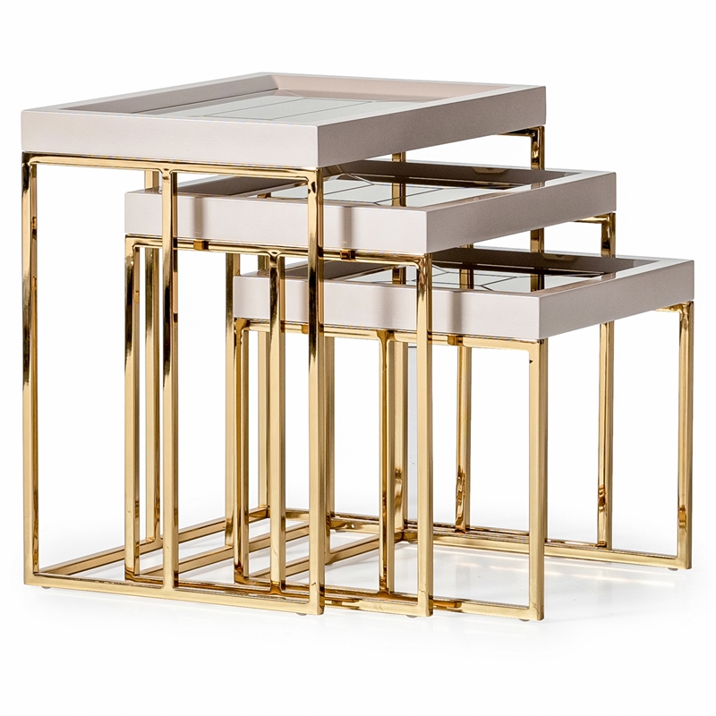 Pemberly Row Transitional Nesting Tables - Set of 3 - Shimmering Ivory