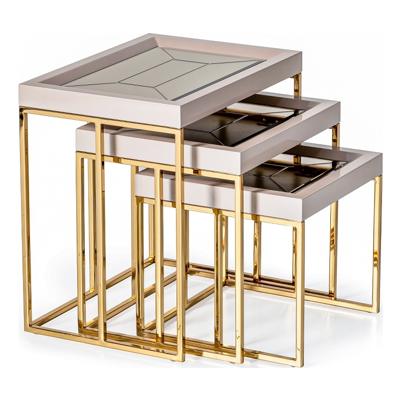 Pemberly Row Transitional Nesting Tables - Set of 3 - Shimmering Ivory