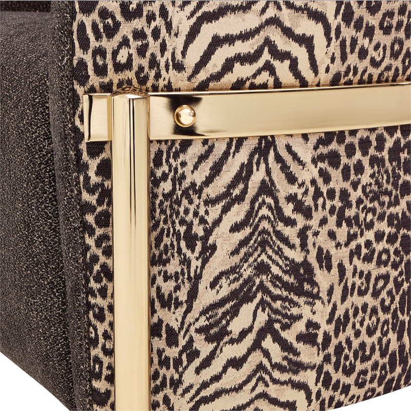 Pemberly Row Upholstered Chenille & Metal Accent Chair in Onyx and Gold