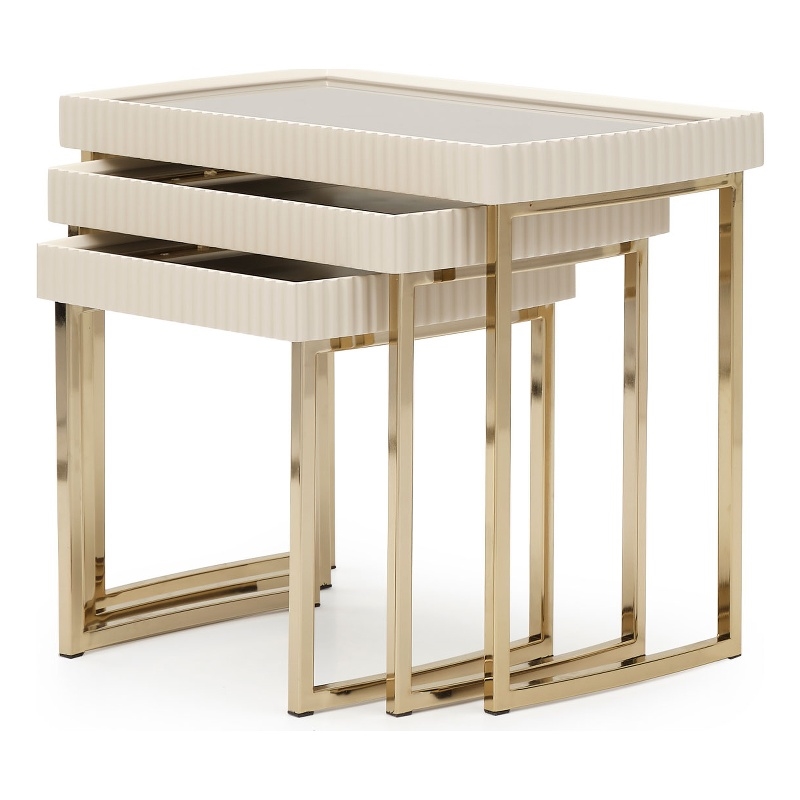Pemberly Row Transitional Nesting Table - Set of 3 in Silken Matte Cream