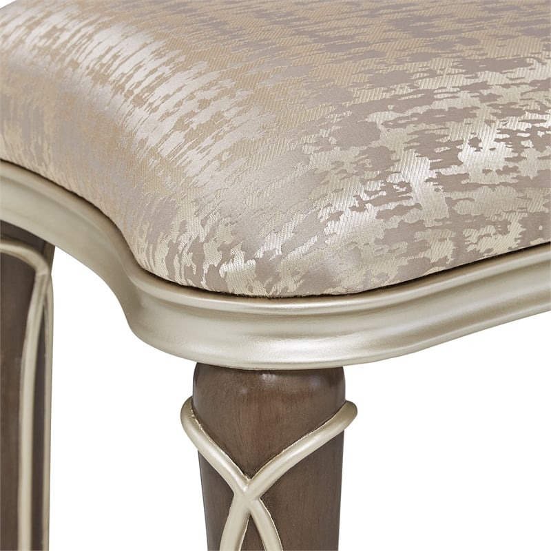 Pemberly Row Transitional Jacquard Fabric Ottoman in Bisque/Hazelnut Brown