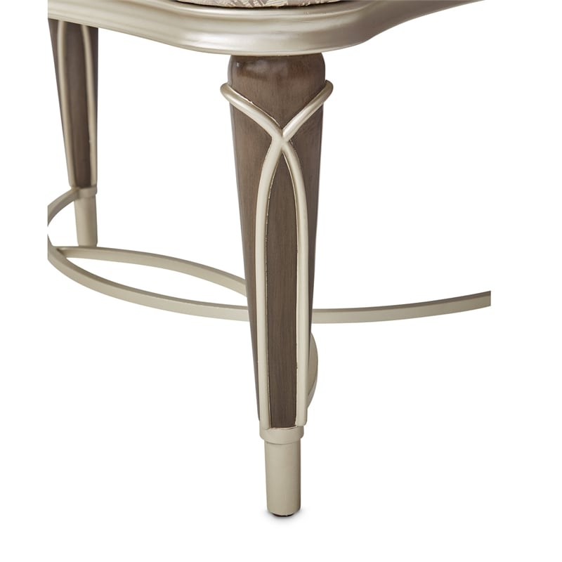 Pemberly Row Transitional Jacquard Fabric Ottoman in Bisque/Hazelnut Brown