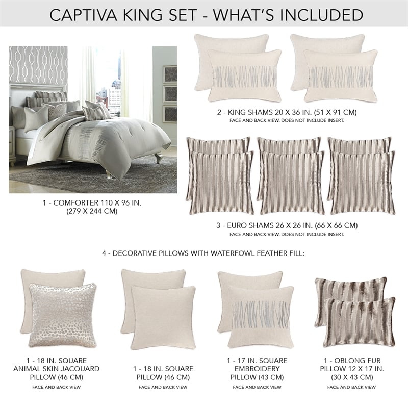 Pemberly Row Contemporary 10-piece Fabric King Comforter Set in Tan/Neutral