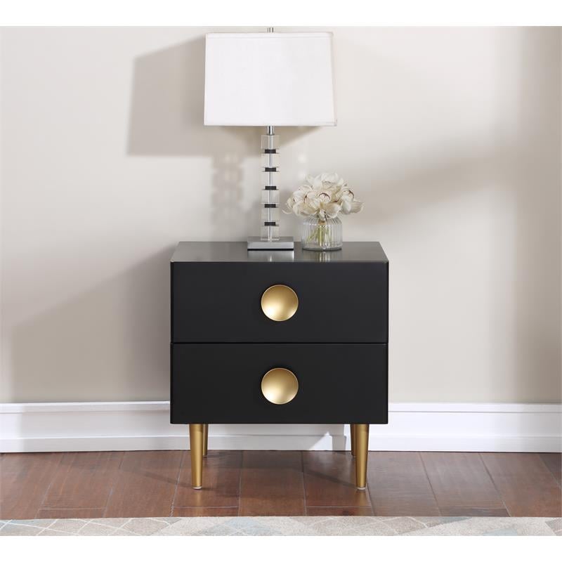 Pemberly Row Set of 3 Tufted Velvet Full Bed in Pink and 2 Nightstands in Black