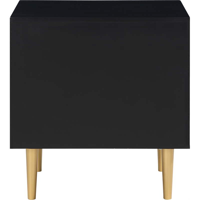 Pemberly Row Set of 2 Tufted Velvet Twin Bed in Pink and Nightstand in Black