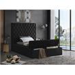 Pemberly Row Set of 3 Tufted Velvet Twin Bed & Dresser & Nightstand in Black