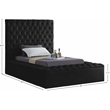 Pemberly Row Set of 3 Tufted Velvet Twin Bed & Dresser & Nightstand in Black