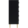 Pemberly Row Set of 4 Velvet Twin Bed & Dresser & Chest & Nightstand in Black