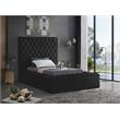 Pemberly Row Set of 4 Velvet Twin Bed & Dresser & Chest & Nightstand in Black
