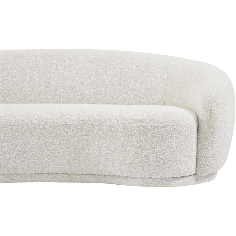 Pemberly Row Contemporary Rich Cream Boucle Fabric Upholstered Sofa