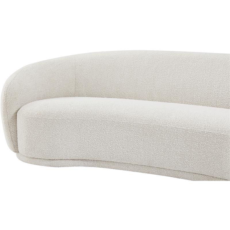 Pemberly Row Contemporary Rich Cream Boucle Fabric Upholstered Sofa