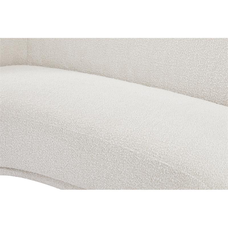 Pemberly Row Contemporary Rich Cream Boucle Fabric Upholstered Sofa