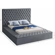 Pemberly Row Solid Wood Tufted Velvet fabric Queen Bed in Gray