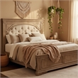 Pemberly Row Contemporary Driftwood Gray Wood Upholstered Panel King Bed