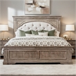Pemberly Row Contemporary Driftwood Gray Wood Upholstered Panel King Bed
