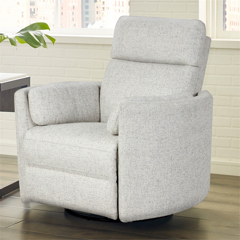 Pemberly Row Fabric Power Swivel Glider Recliner in Fossil Finish