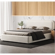 Pemberly Row Upholstered Platform Queen Bed in White Boucle Fabric