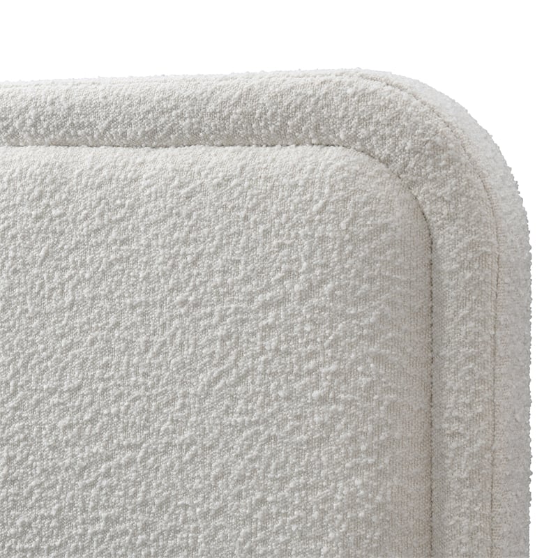 Pemberly Row Upholstered Platform Queen Bed in White Boucle Fabric