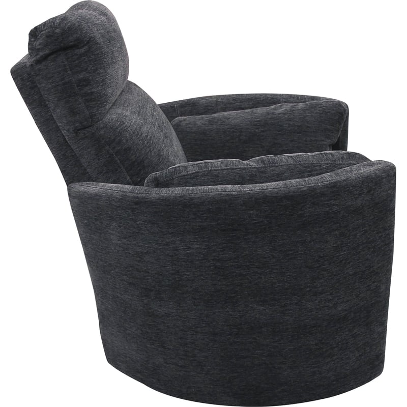 Pemberly Row Polyester Fabric Power Swivel Glider Recliner in Black