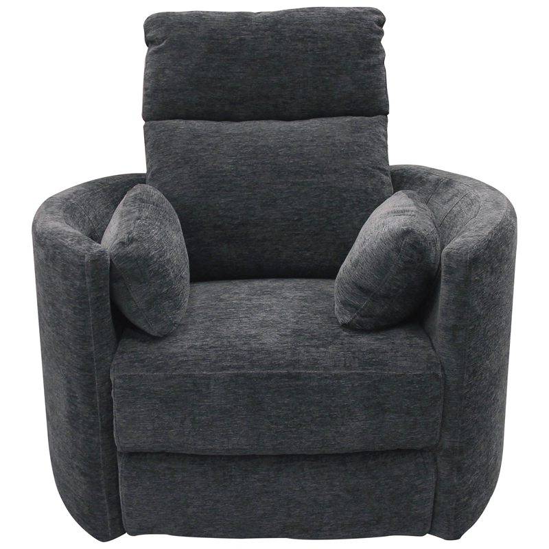 Pemberly Row Polyester Fabric Power Swivel Glider Recliner in Black