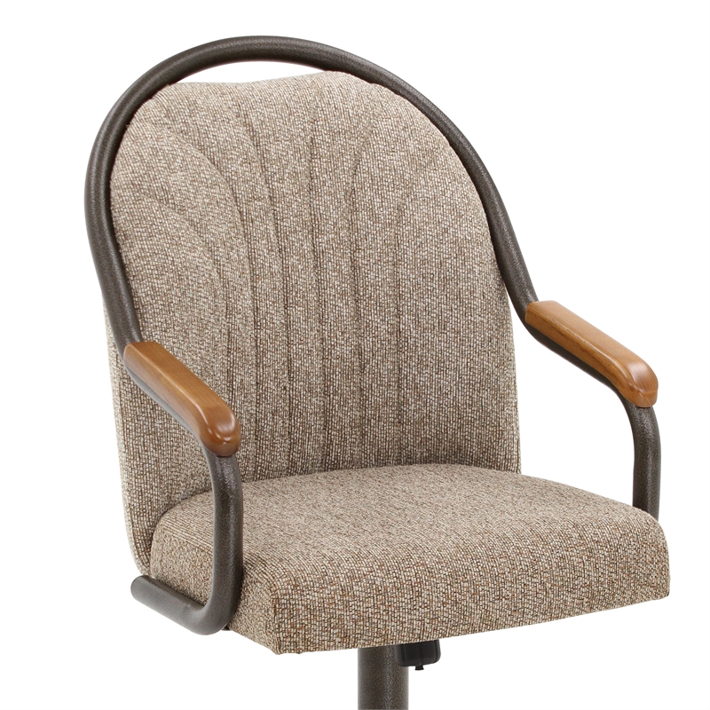 Pemberly Row Swivel Dining Chair in Chestnut and Texture Bronze (Set of 2)