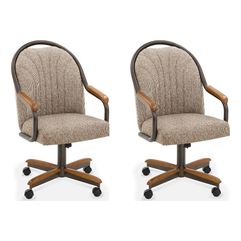 Pemberly Row Swivel Dining Chair in Chestnut and Texture Bronze (Set of 2)