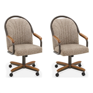 Pemberly Row Swivel Dining Chair in Chestnut and Texture Bronze (Set of 2)
