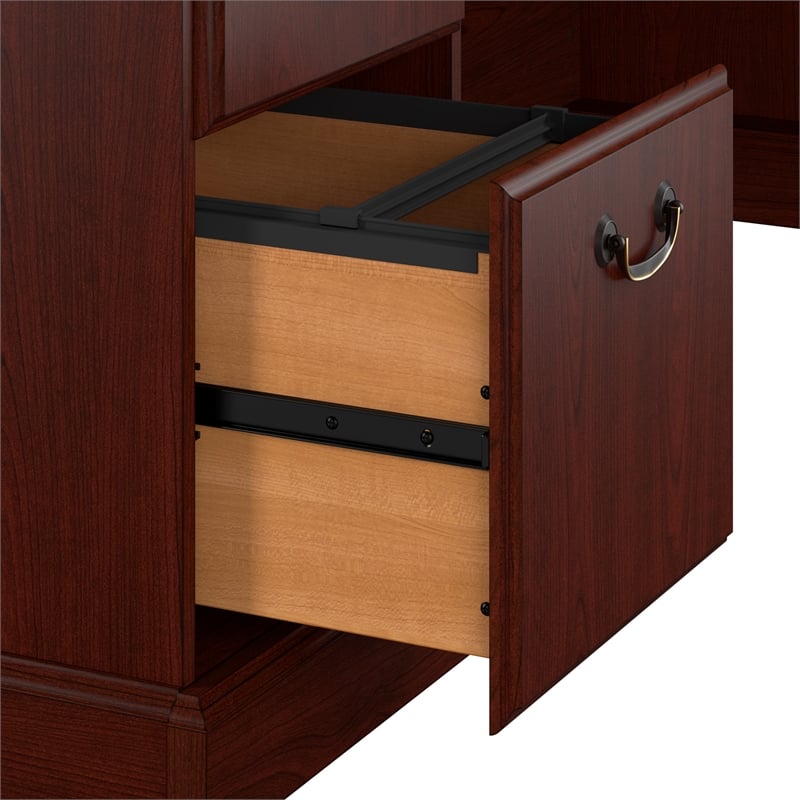 Pemberly Row Contemporary Executive Desk with Drawers in Harvest Cherry