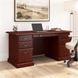 Pemberly Row Contemporary Executive Desk with Drawers in Harvest Cherry