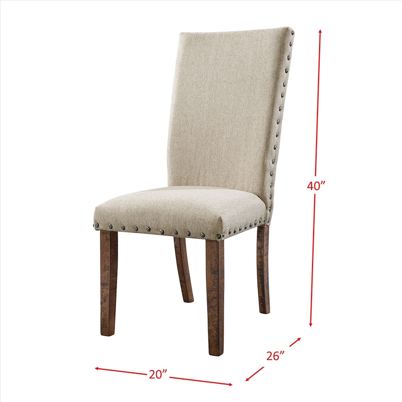 Pemberly Row Contemporary 6 Piece Dining Set in Walnut and Cream