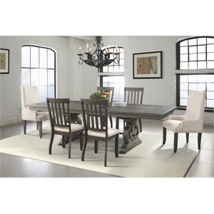 Pemberly Row Contemporary Engineered Wood 6PC Dining Set in Dark Ash