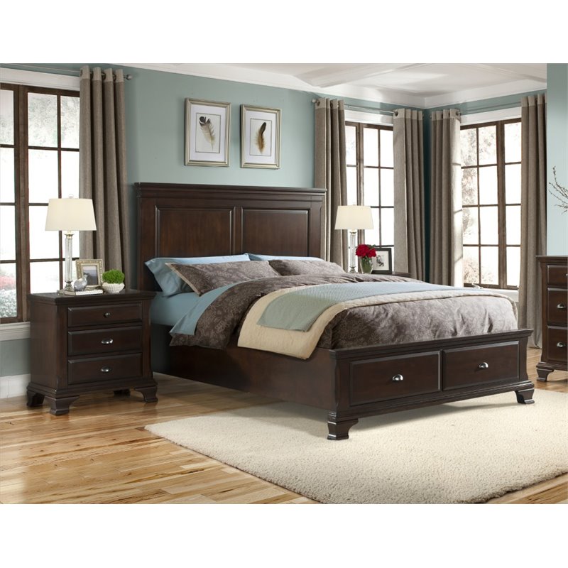 Pemberly Row Transitional 3-Piece King Bedroom Set in Cherry