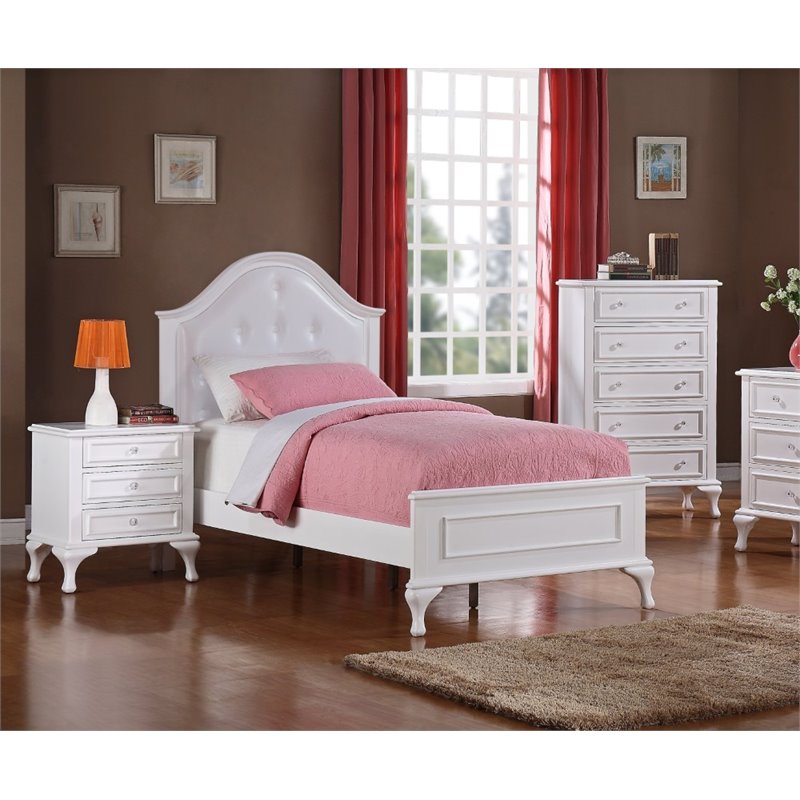 Pemberly Row Contemporary 3 Piece Twin Kids Bedroom Set in White